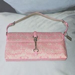 COACH RARE Vintage (04) Y2K Baby Pink and Silver Metallic Demi Clip Shoulder Bag